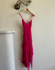 Vintage Y2K Pure Silk Fairy Dress Hot Pink