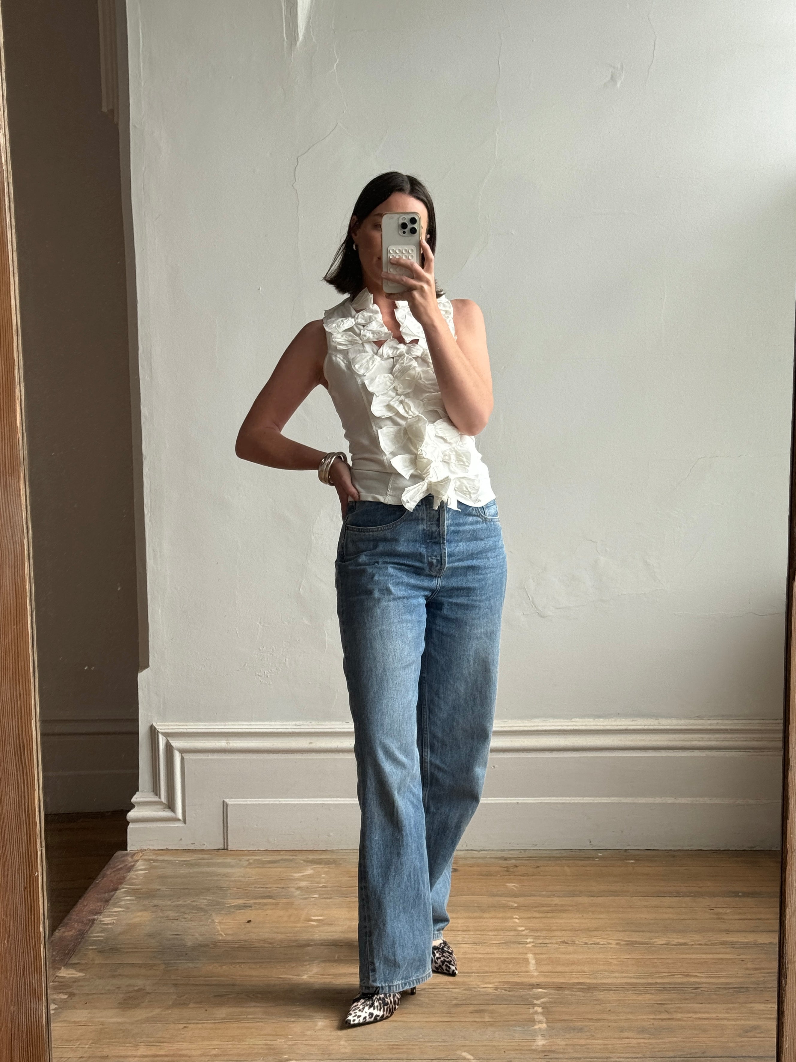 Vintage 90s Bow Lace Up Top