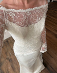 Vintage 90s Italian Beaded Lace and Satin Wedding Gown