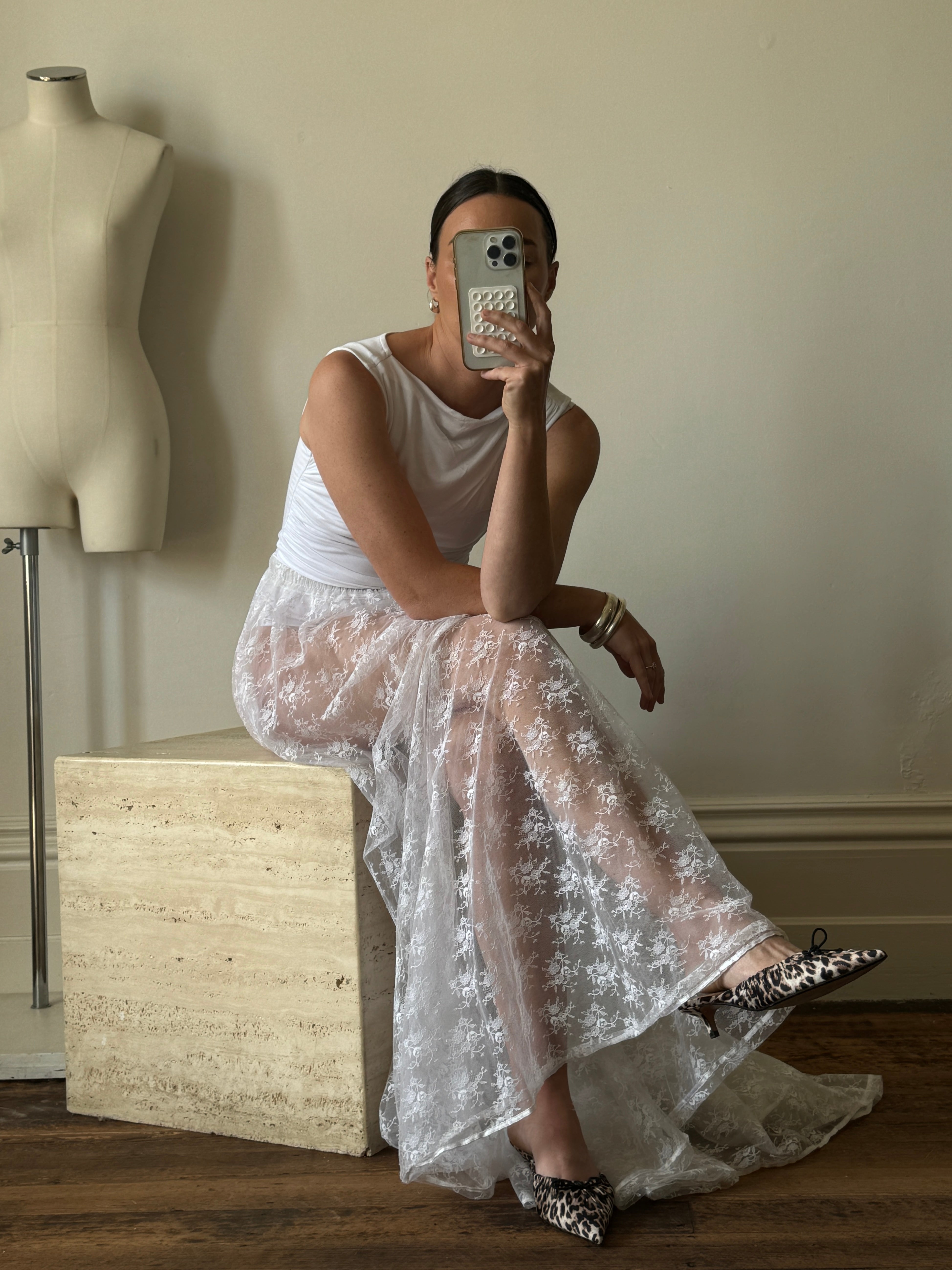 Vintage Lace Bridal Skirt with Train