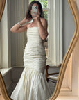 Vintage Y2K Pure Silk Taffeta Gathered Fishtail Wedding Gown