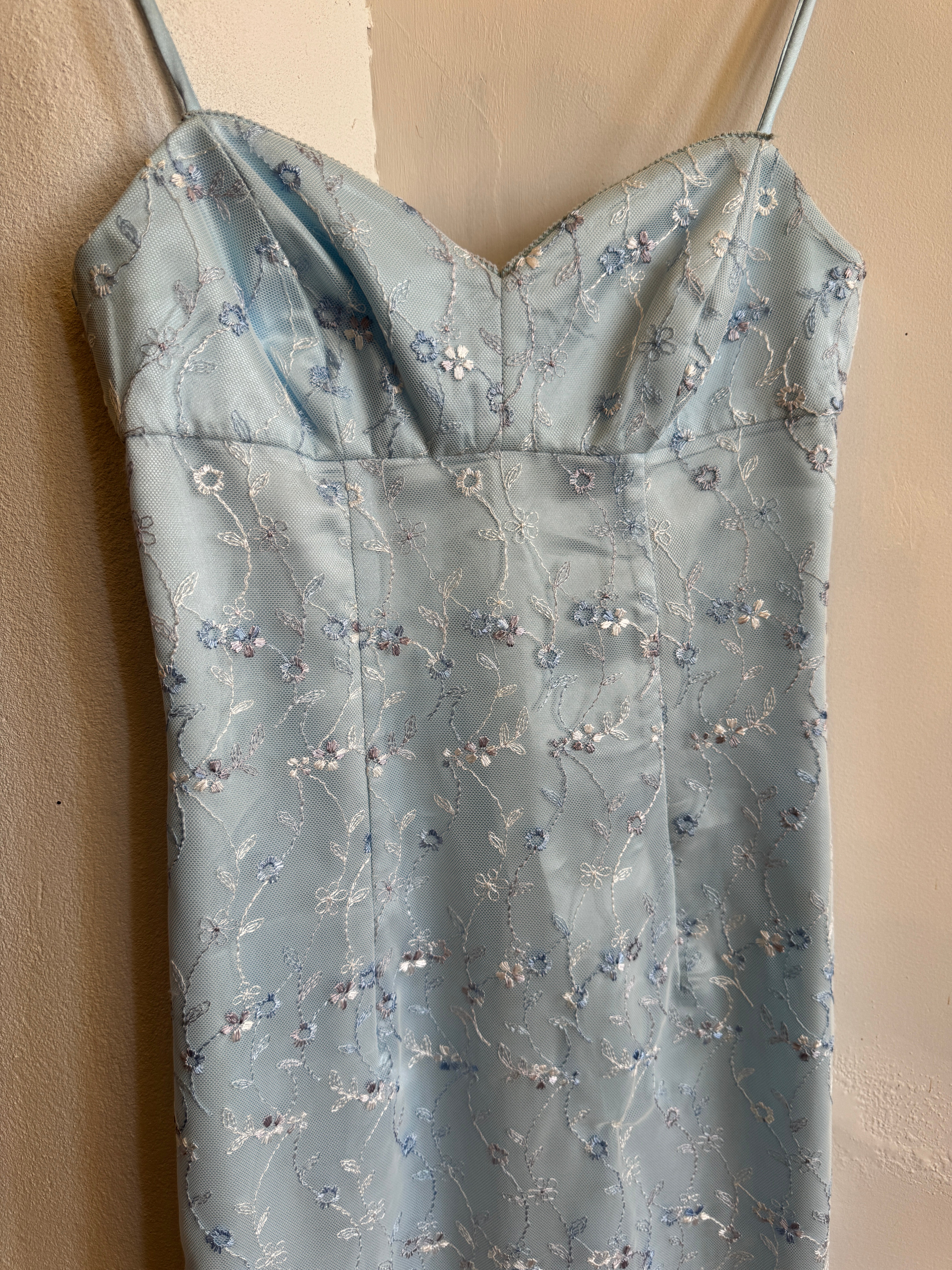 Vintage 90s Baby Blue Party Dress