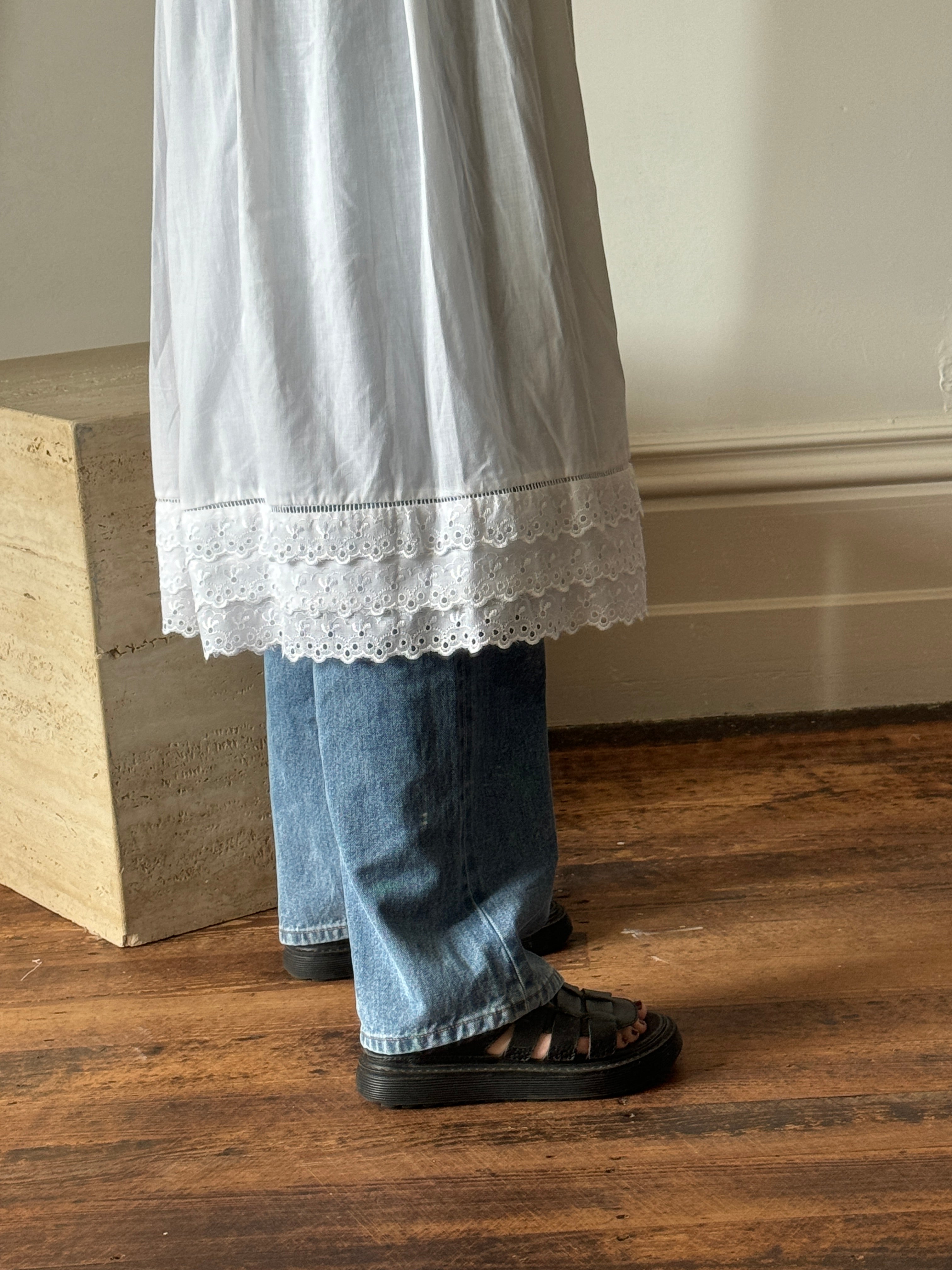 Vintage 90s Cotton Broderie Anglaise Sundress