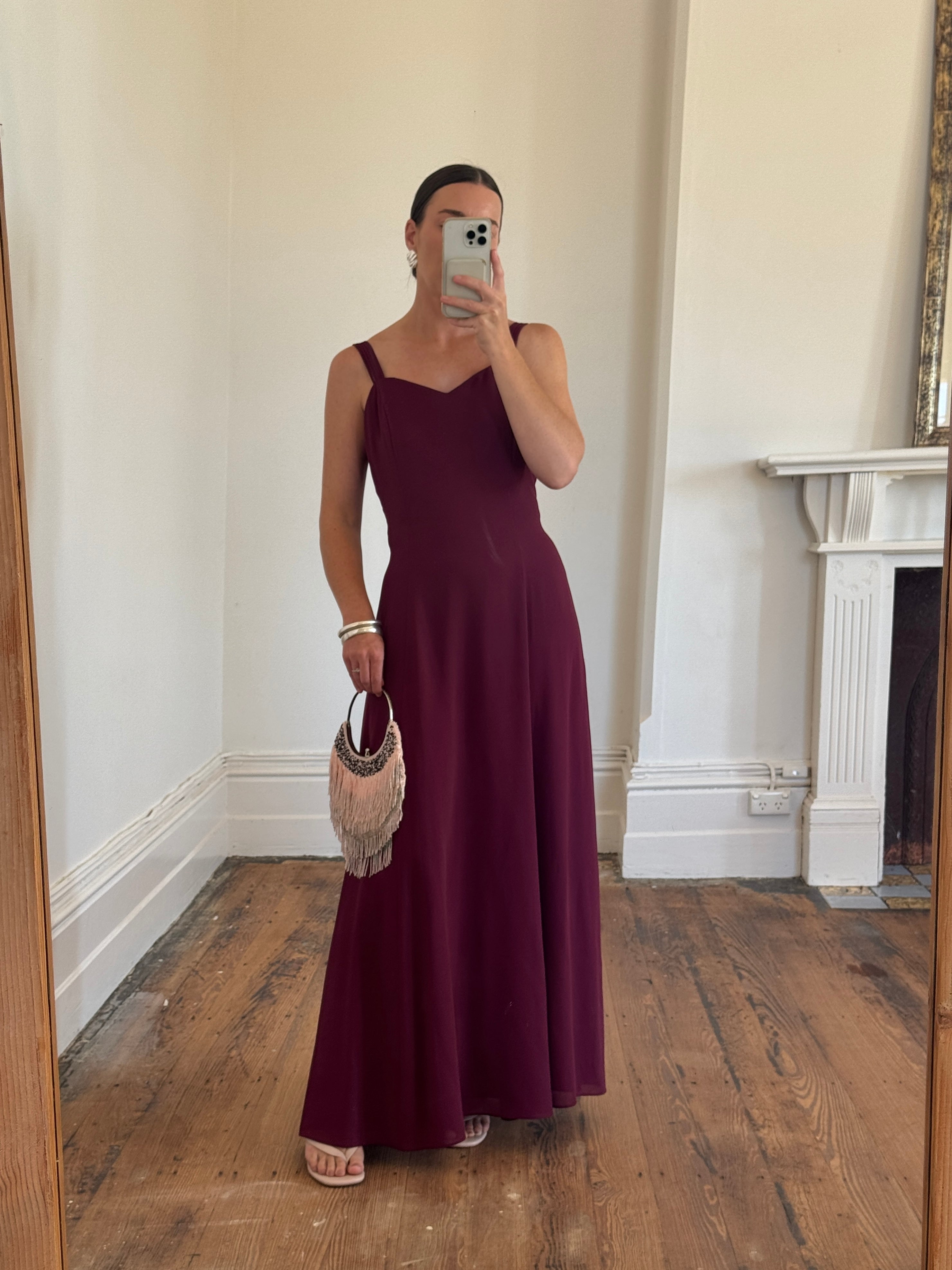 Vintage 90s Australian Made Plum Strappy Dress