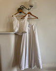 Vintage 90s White Satin Double Bow Two Piece Wedding Gown