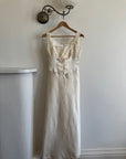 Vintage 90s Lace Up Waist Satin Column Wedding Dress