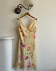 Vintage 90s Butter Yellow Floral Crinkle Sundress