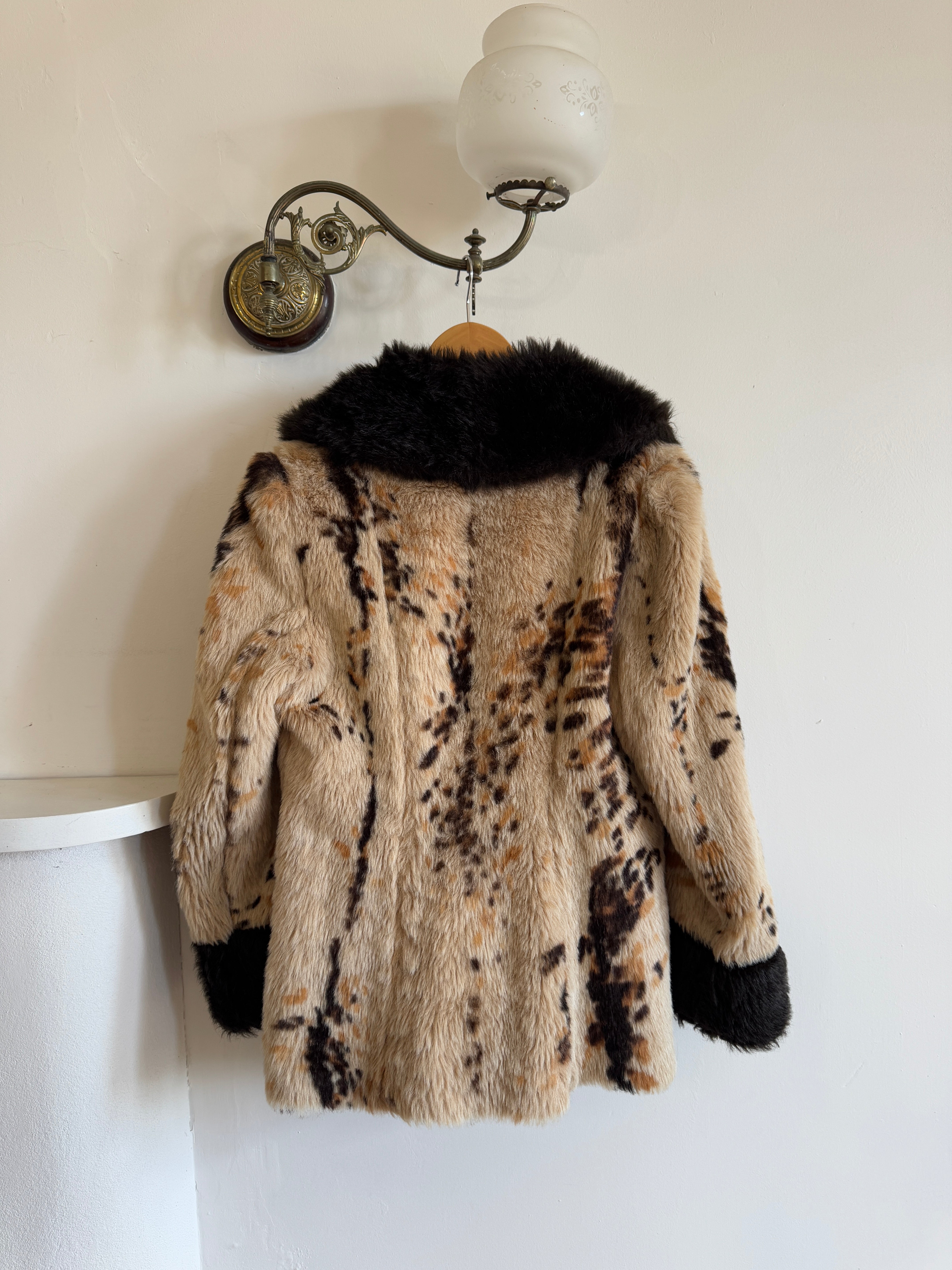 Vintage 60s Faux Fur Spotted Caramel Choc Australian Made Coat