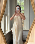 Vintage 90s Pure Silk Waterfall Strapless Bridal Gown