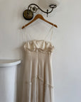 Vintage 90s Silk Chiffon Empire Wedding Gown Creme