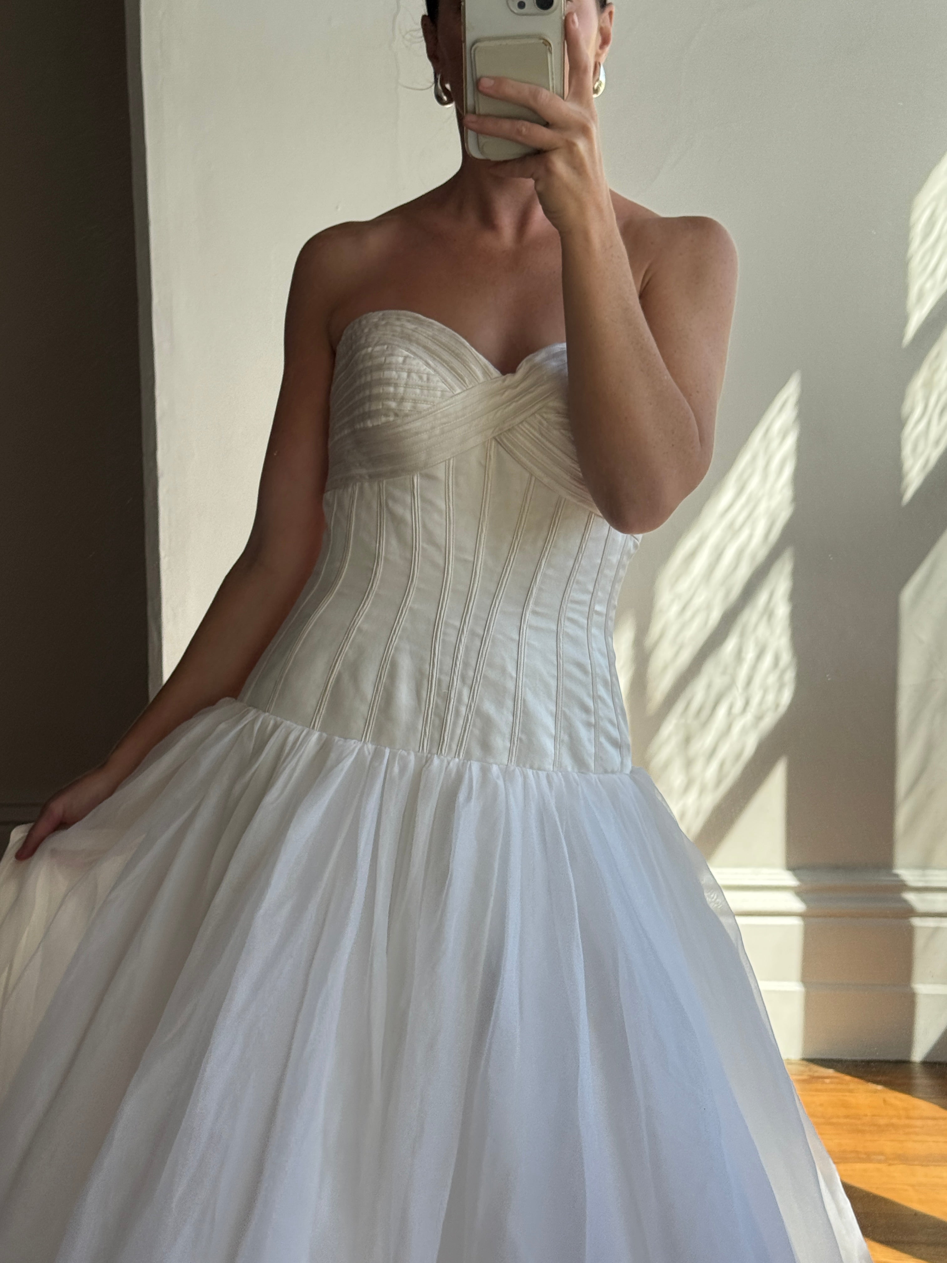 Vintage Y2K Pure Silk Drop Waist Princess Wedding Gown