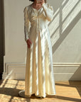 Vintage 30s Creme Liquid Satin Dress with Train and Jacket