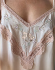 Vintage Embroidered Lace Midi Slip Dress Marshmallow