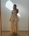 Vintage 20s Flapper Champagne Wedding Dress With Rosettes