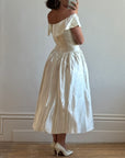 Vintage 80s Satin Tea Length Wedding Dress