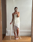 Vintage Y2K Strapless Pure Silk Fairy Dress Creme