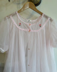 Vintage Baby Pink Sheer Embroidered Overlay