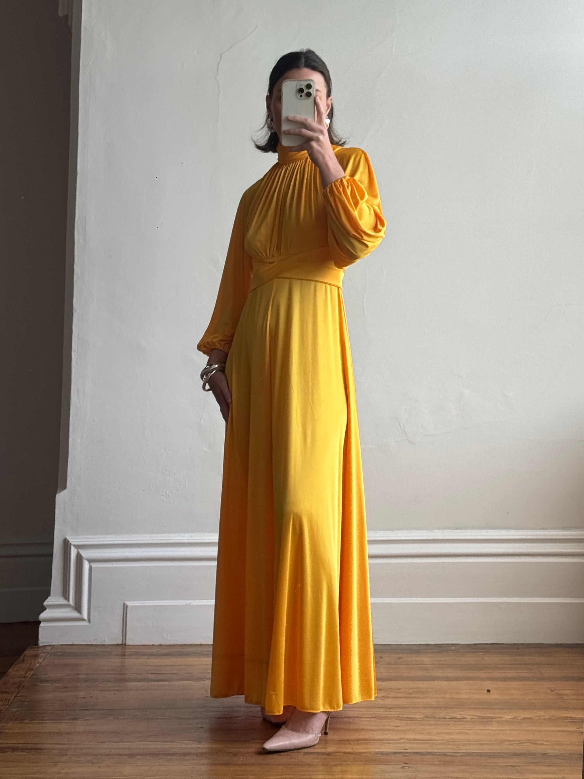 Vintage 70s Marigold Swing Maxi Dress