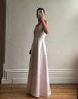 Vintage 90s Baby Pink Satin Scoop Neck Dress