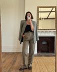 Vintage 80s Worsted Wool High Waist Suit Pant Olive Grey