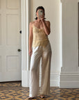 Vintage 90s DKNY Pure Silk Embroidered Camisole Creme