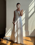 Vintage 40s Liquid Satin Sleeveless Lace Wedding Gown