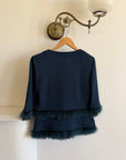 Vintage 90s Couture Ostrich Feather Jacket Navy