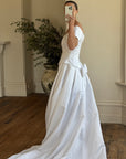 Vintage 90s Off Shoulder Box Pleat Wedding Gown