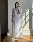 Vintage 70s Polka Chiffon Frill Wedding Dress