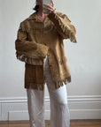 Vintage 70s Western Fringe Suede Leather Jacket Tan