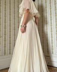 Vintage 60s Pleated Flutter Maxi Creme