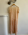 Vintage 70s Peach Cotton Lace Drop Waist Dress