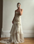 Vintage 90s Pure Silk Couture Origami Wedding Dress