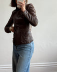 Vintage Y2K YSL Rive Gauche Leather Jacket Chocolate