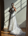 Vintage 60s Sleeveless Lace Wedding Gown With Train