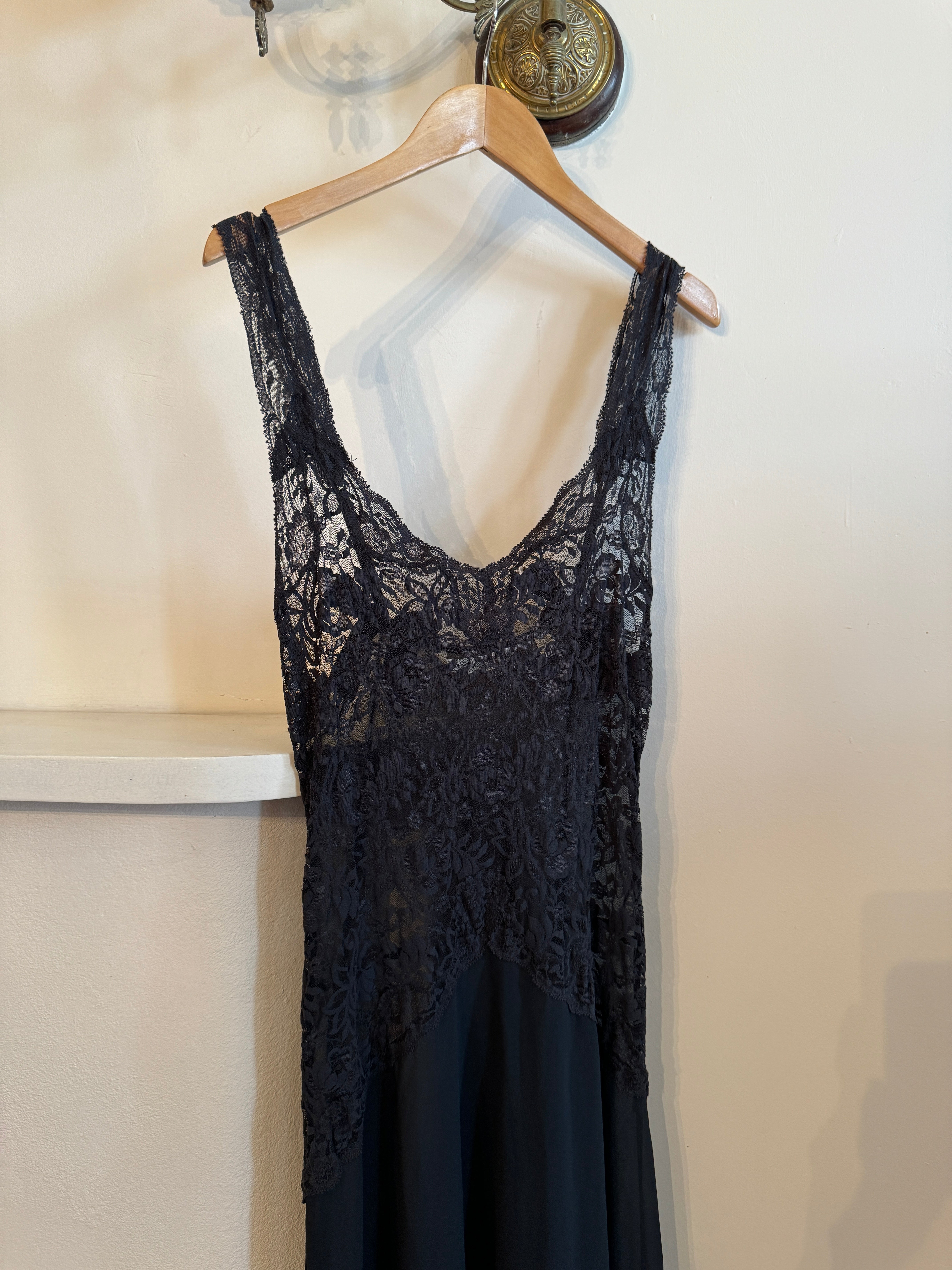 Vintage 90s Victorias Secret Sheer Lace Bow Maxi