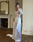 Vintage 40s Liquid Silk Satin Sheer Lace Wedding Gown