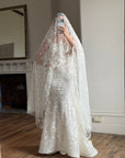 Vintage Y2K Italian Sheer Embroidered Naked Bustier Wedding Gown