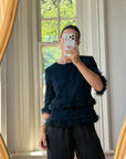 Vintage 90s Couture Ostrich Feather Jacket Navy
