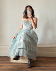 Vintage 40s Duck Egg Blue Tulle Prom Dress