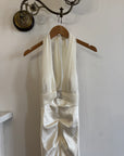 Vintage Y2K USA Made Mermaid Satin Fluted Dress Ivory
