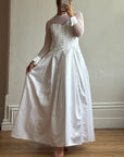 Vintage 90s Tailored Mesh Long Sleeved Wedding Gown