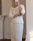 Vintage 80s Sequin Pure Silk Two Piece Bridal Set