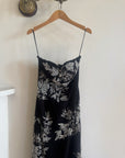 Vintage 90s Embroidered Net Strapless Dress Noir and White