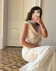 Vintage V Neck Sheer Vine Wedding Dress