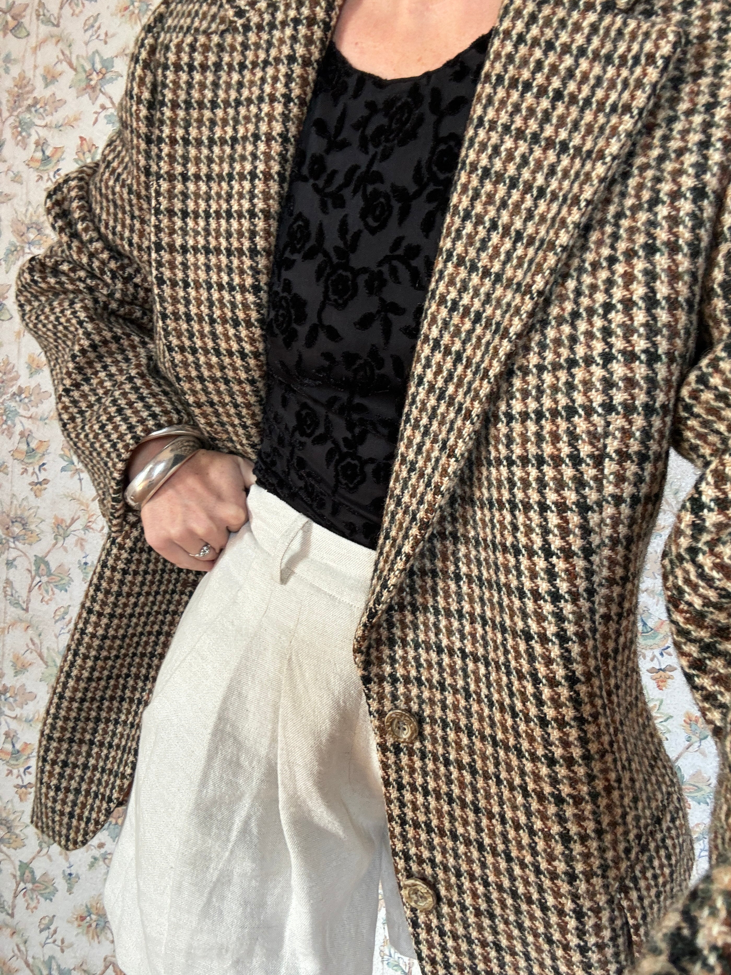 Vintage 90s Brown and Olive Tweed Wool Blazer