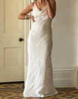 Vintage 90s Crinkle Bias Cut Wedding Dress