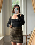 Vintage 90s Gianni Versace Gathered LS Top Noir