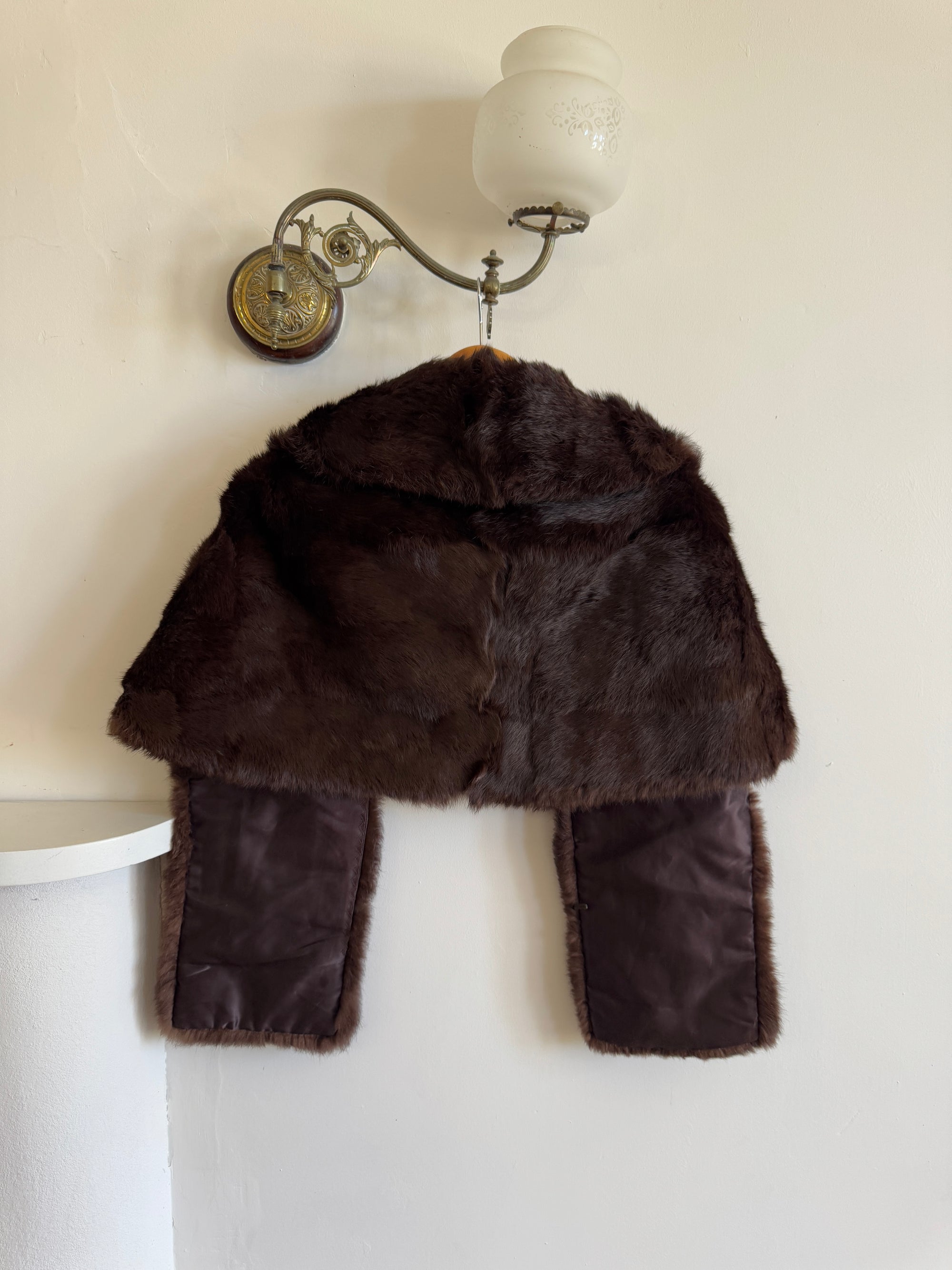 Vintage 50s Chocolate Brown Fur Stole