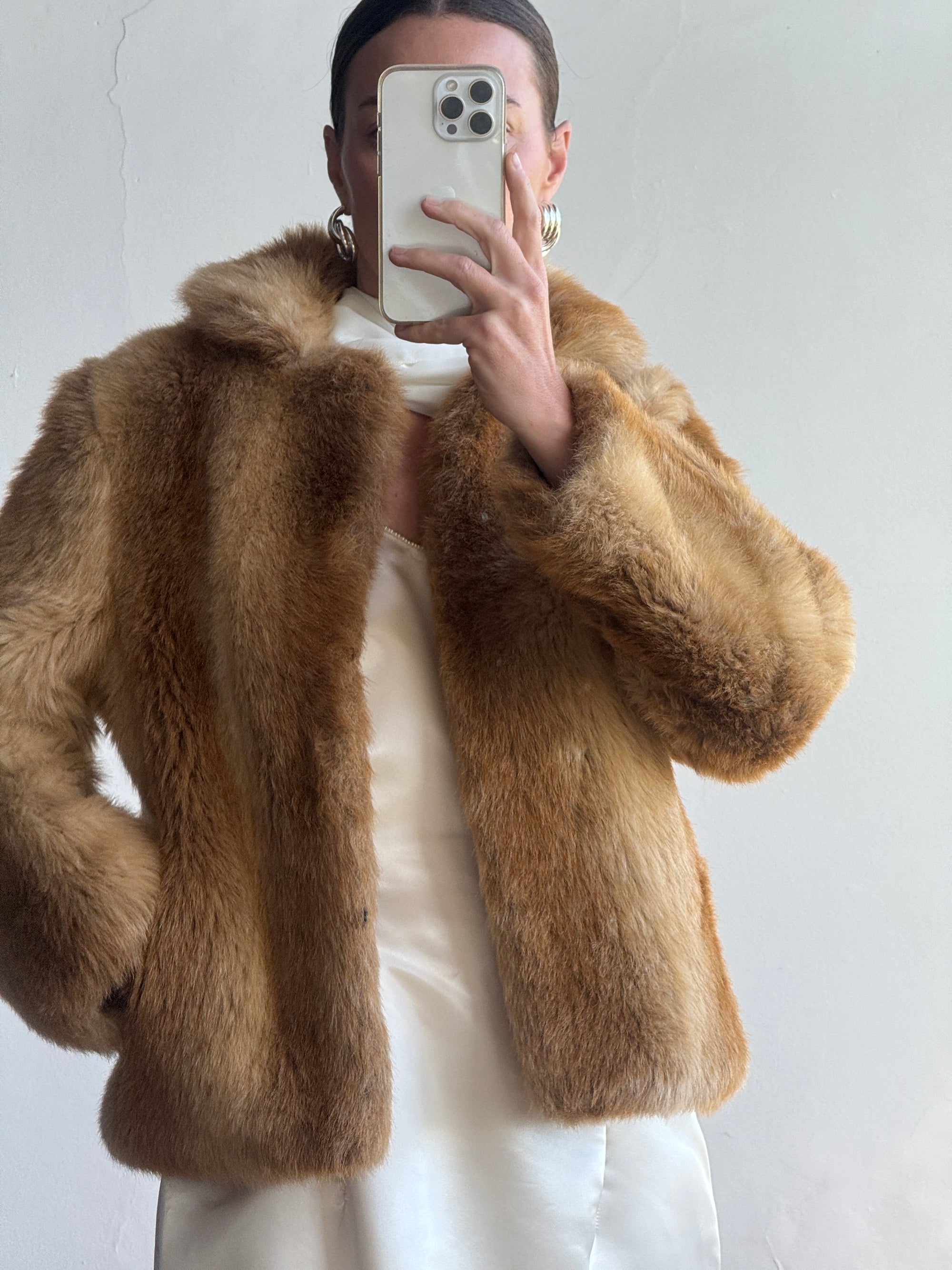 Vintage Australian Made Caramel Faux Fur coat